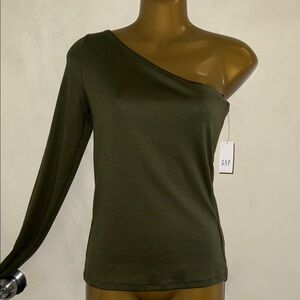 GAP Green Asymmetrical Long Sleeve Tee NWT